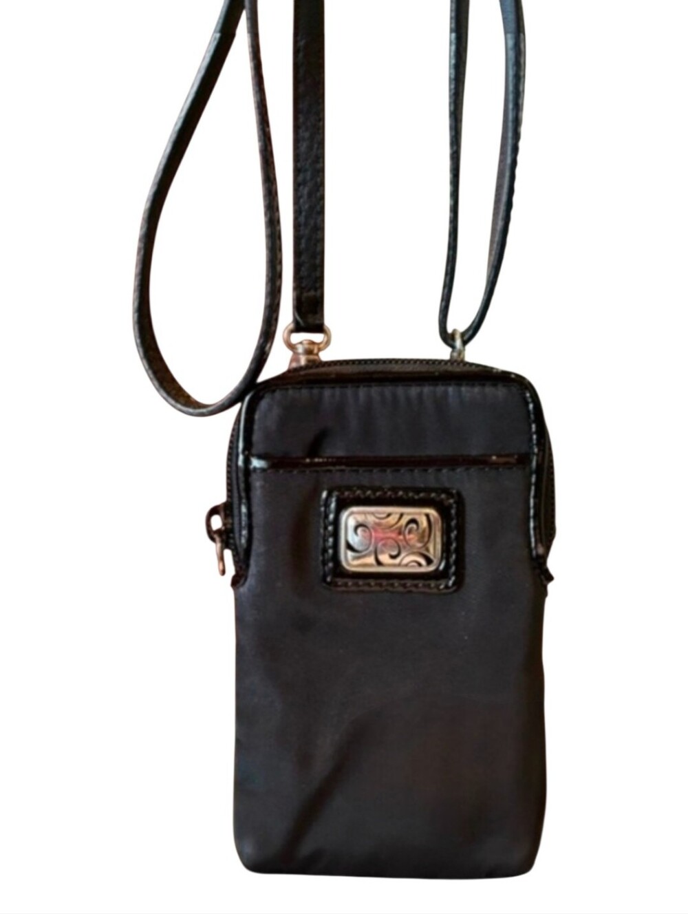 BRIGHTON Crossbody Card Bag Wristlet Compact Accessory Nylon and leather Trim